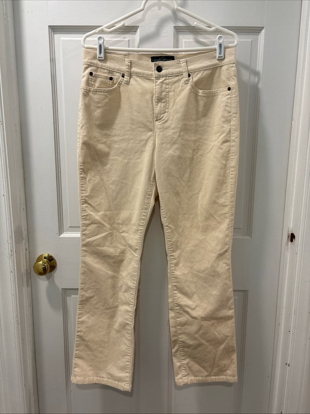 Lauren Ralph Lauren Women’s Straight Leg Corduroy Pants Size 10 Petite Ivory EUC